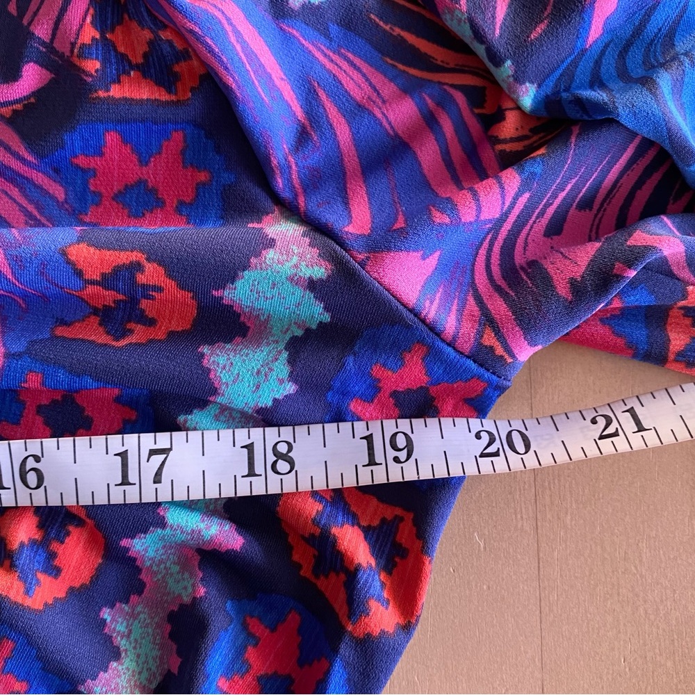 Tori Richard Tropical Print Mini Sundress Size S Blue Pink Stretch Summer Beach - Picture 8 of 9